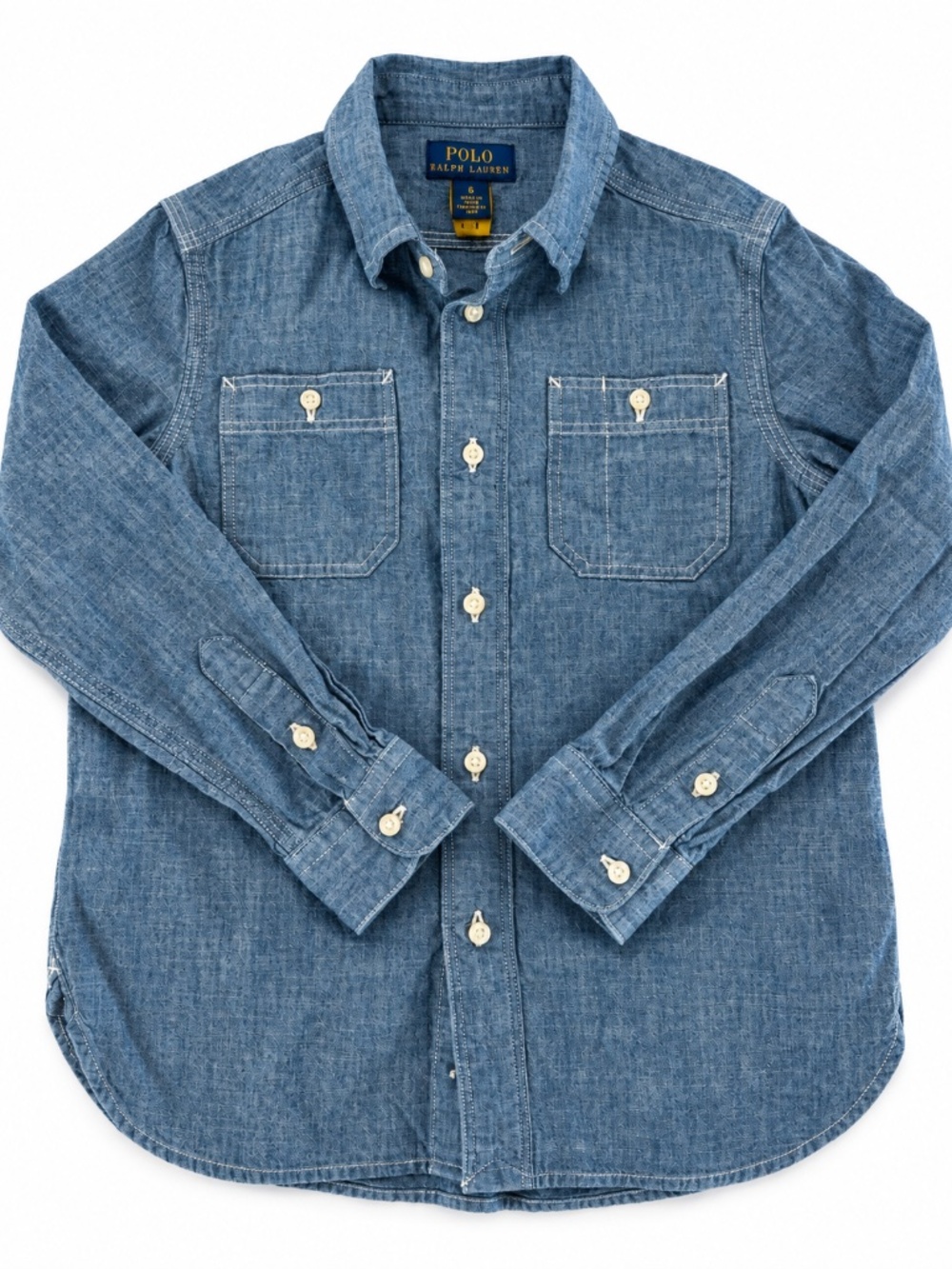Polo Ralph Lauren Boys Chambray Denim Button Down Shirt Size 6
